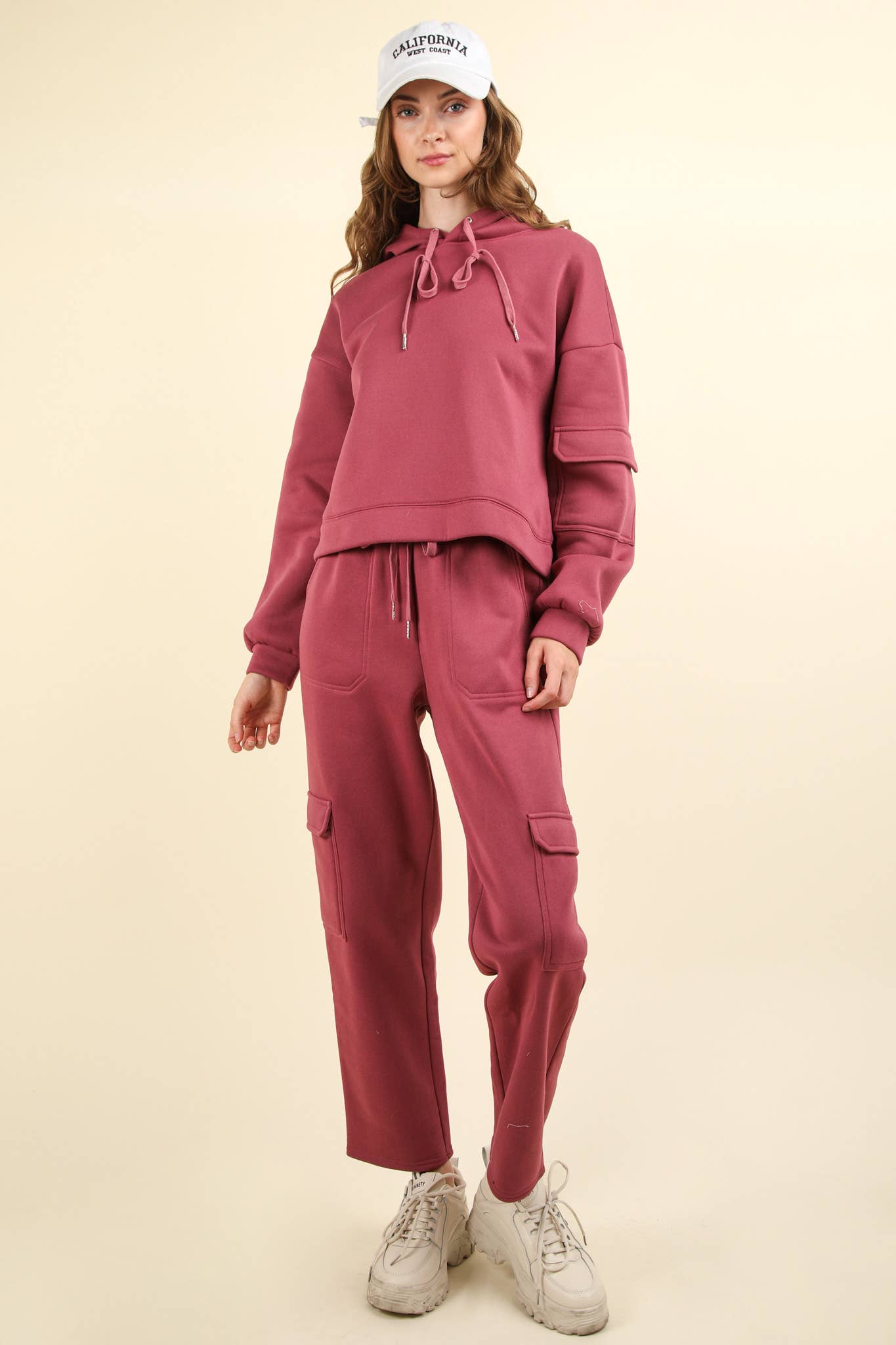 Frenchy Knit Comfy Hoodie Top & Pants Set - Mulberry Skies
