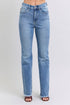 Judy Blue Raw Hem High Rise Bootcut Jeans - Mulberry Skies