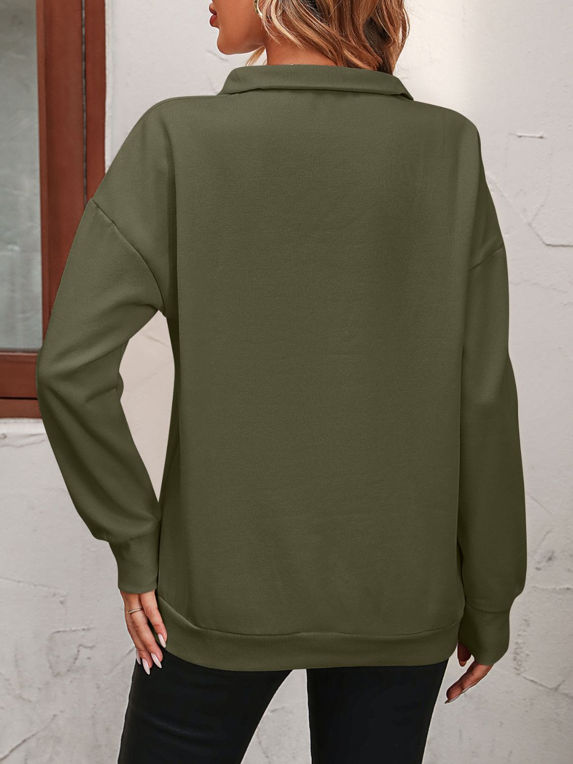 Mandy Zip-Up Dropped Shoulder Sweatshirt - Mulberry Skies