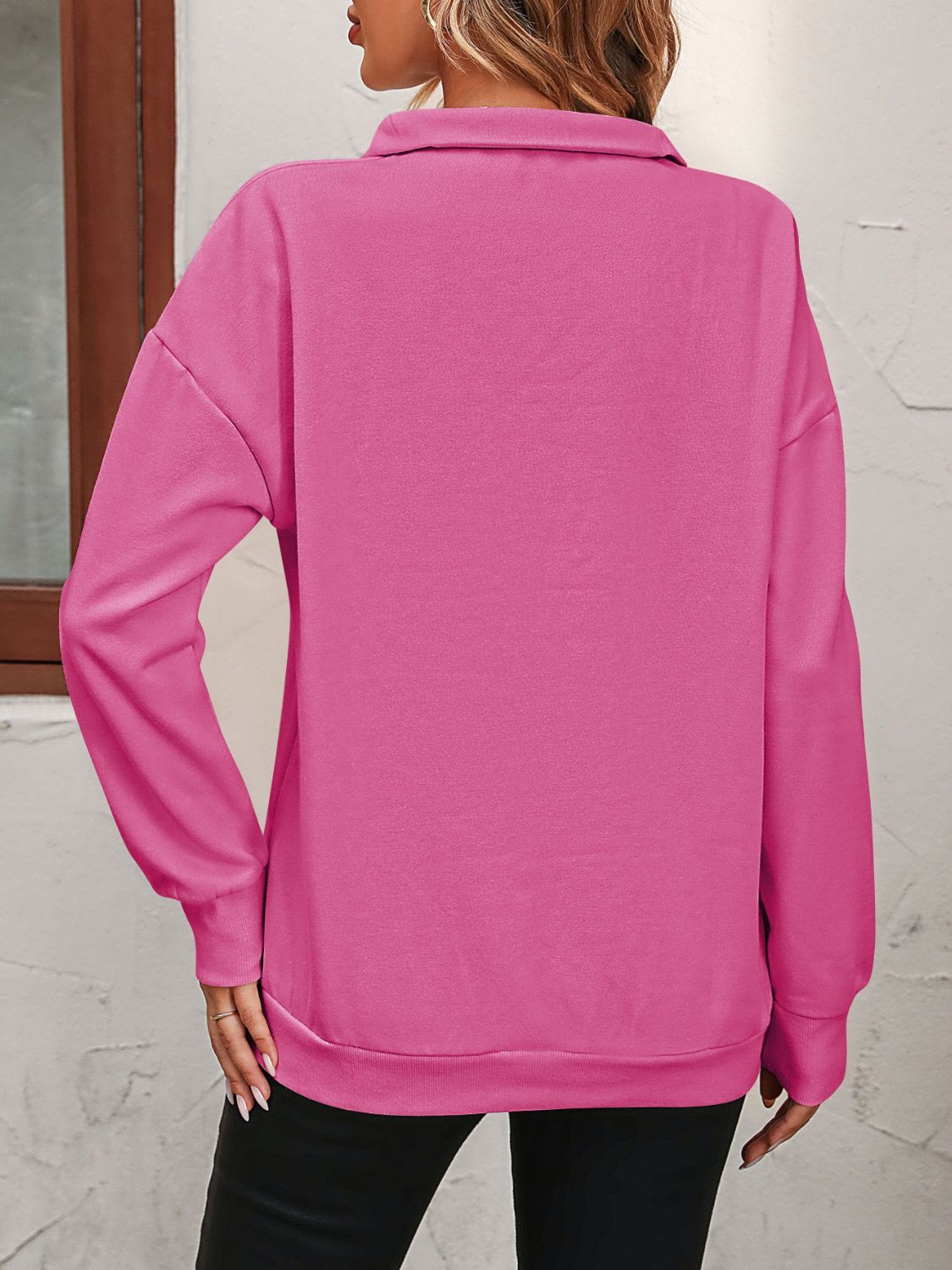 Mandy Zip-Up Dropped Shoulder Sweatshirt - Mulberry Skies
