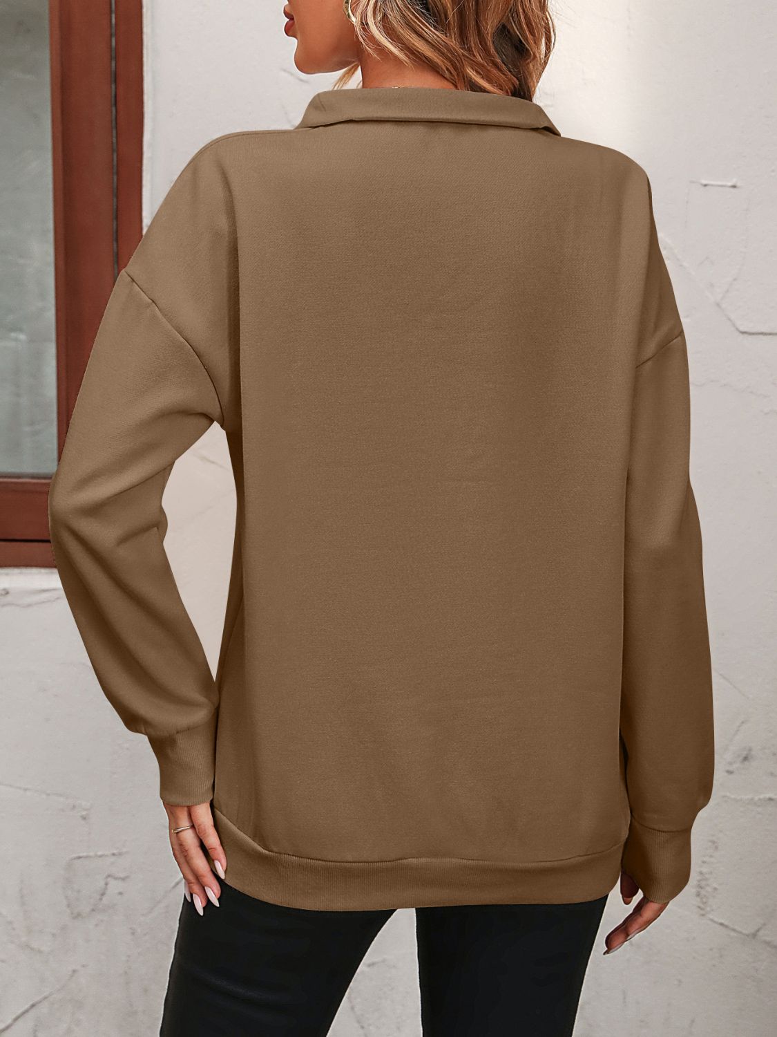 Mandy Zip-Up Dropped Shoulder Sweatshirt - Mulberry Skies