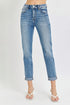 Risen High Rise Cropped Roll Up Jeans - Mulberry Skies