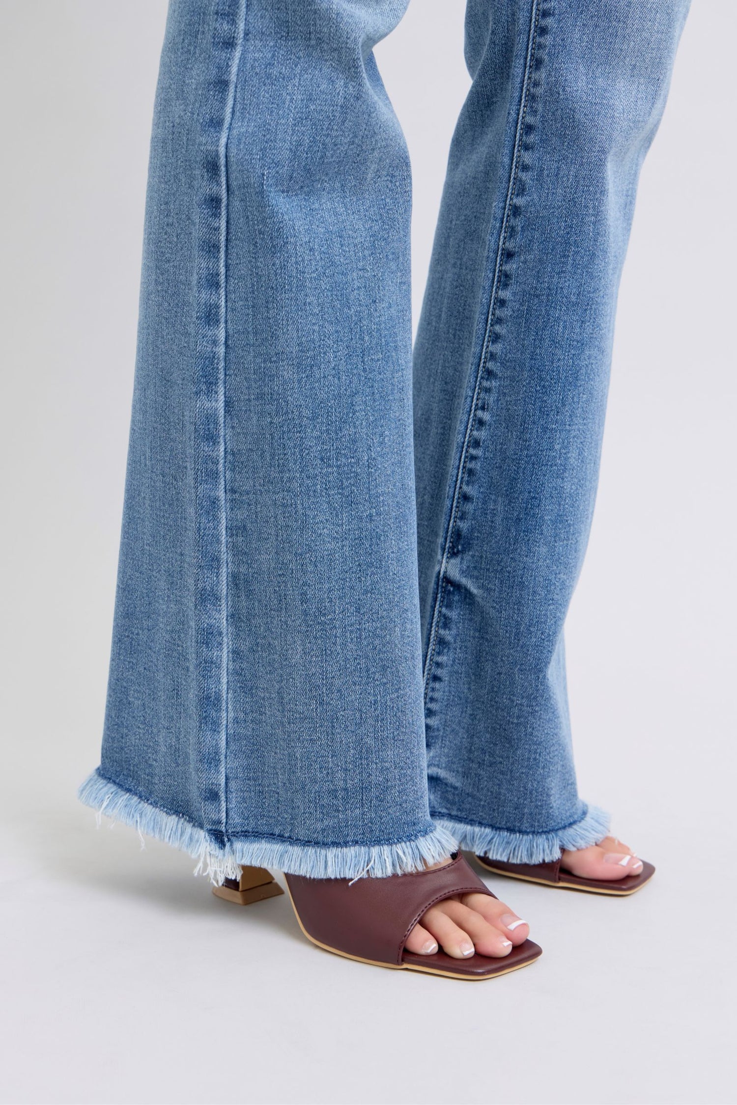Judy Blue Raw Hem High Rise Bootcut Jeans - Mulberry Skies