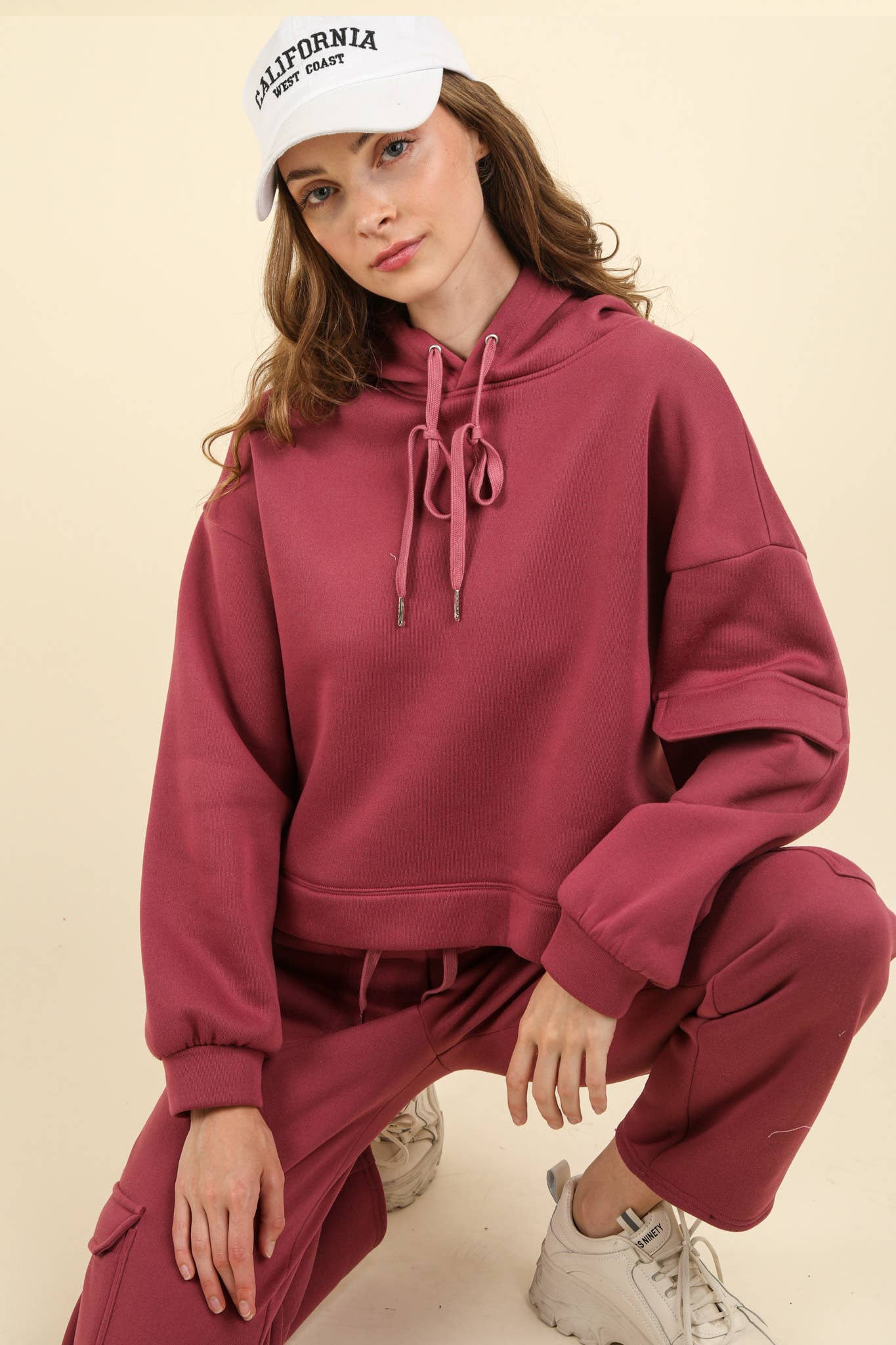 Frenchy Knit Comfy Hoodie Top & Pants Set - Mulberry Skies