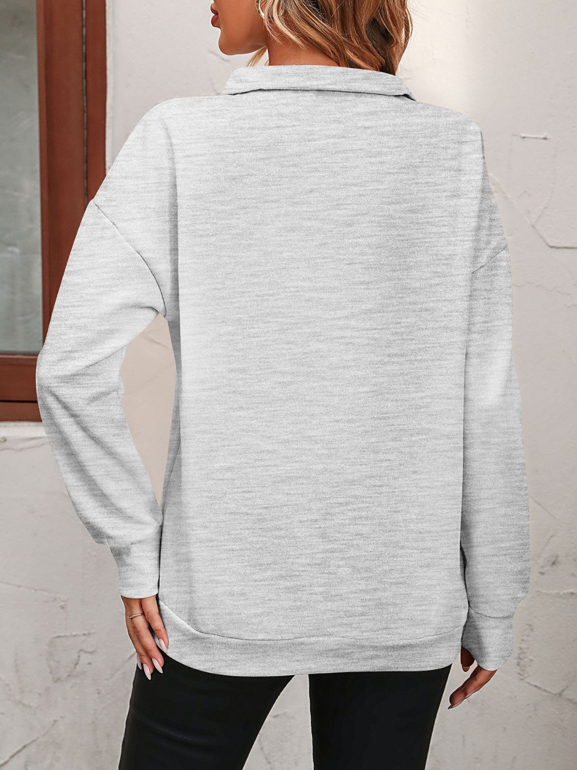Mandy Zip-Up Dropped Shoulder Sweatshirt - Mulberry Skies