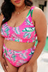 Barbados Tropical Print Swim Top - Mulberry Skies