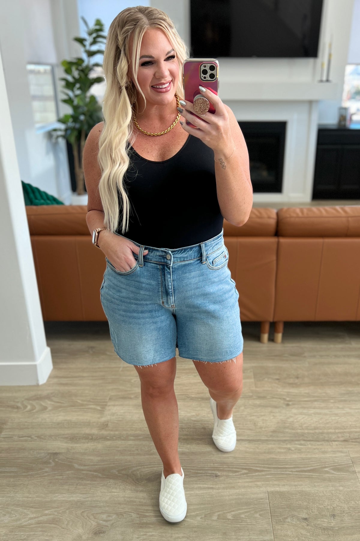 Willa High Rise Cutoff Shorts - Mulberry Skies