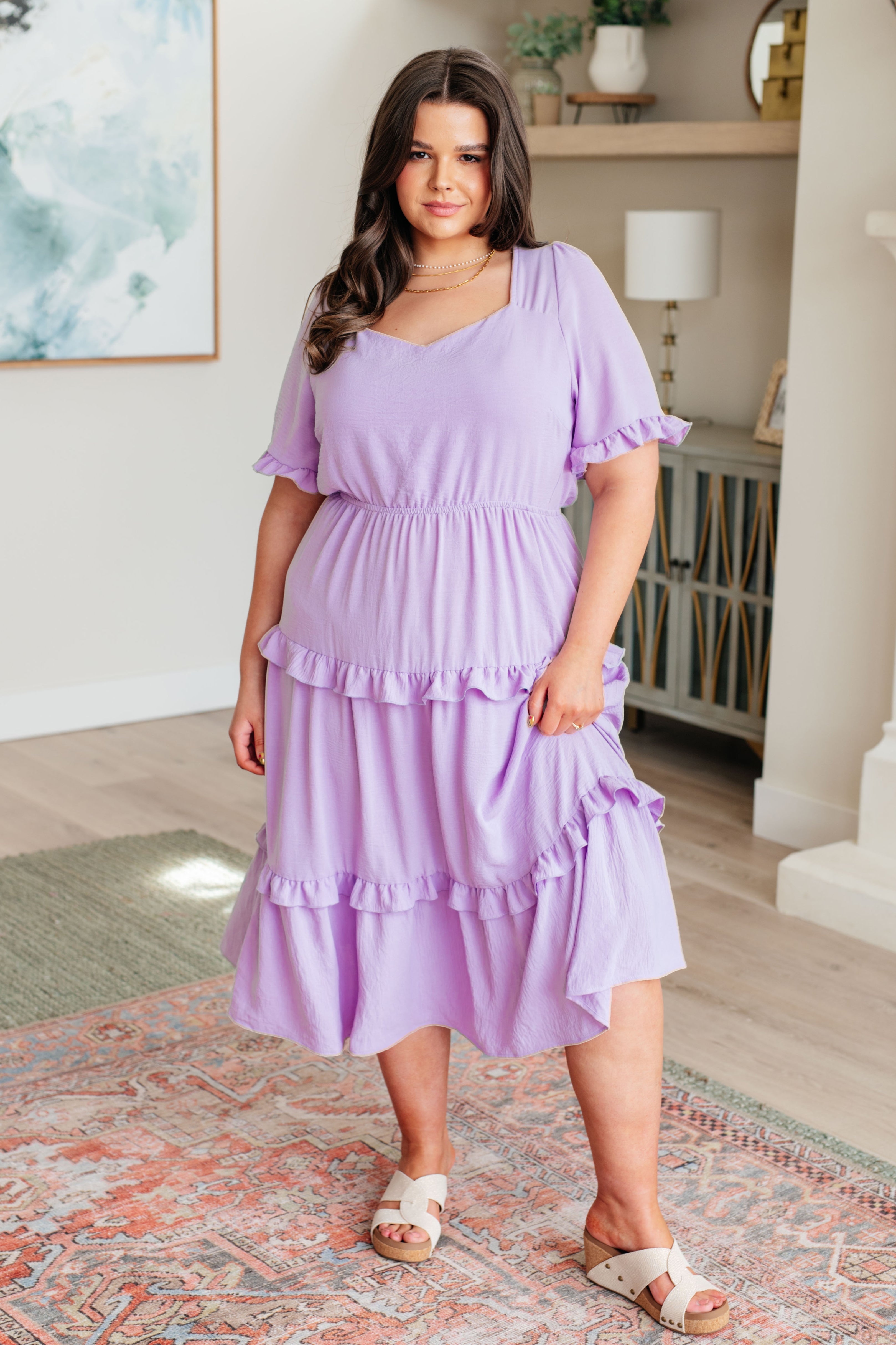 In My Carefree Era Tiered Ruffled Dress - Mulberry Skies