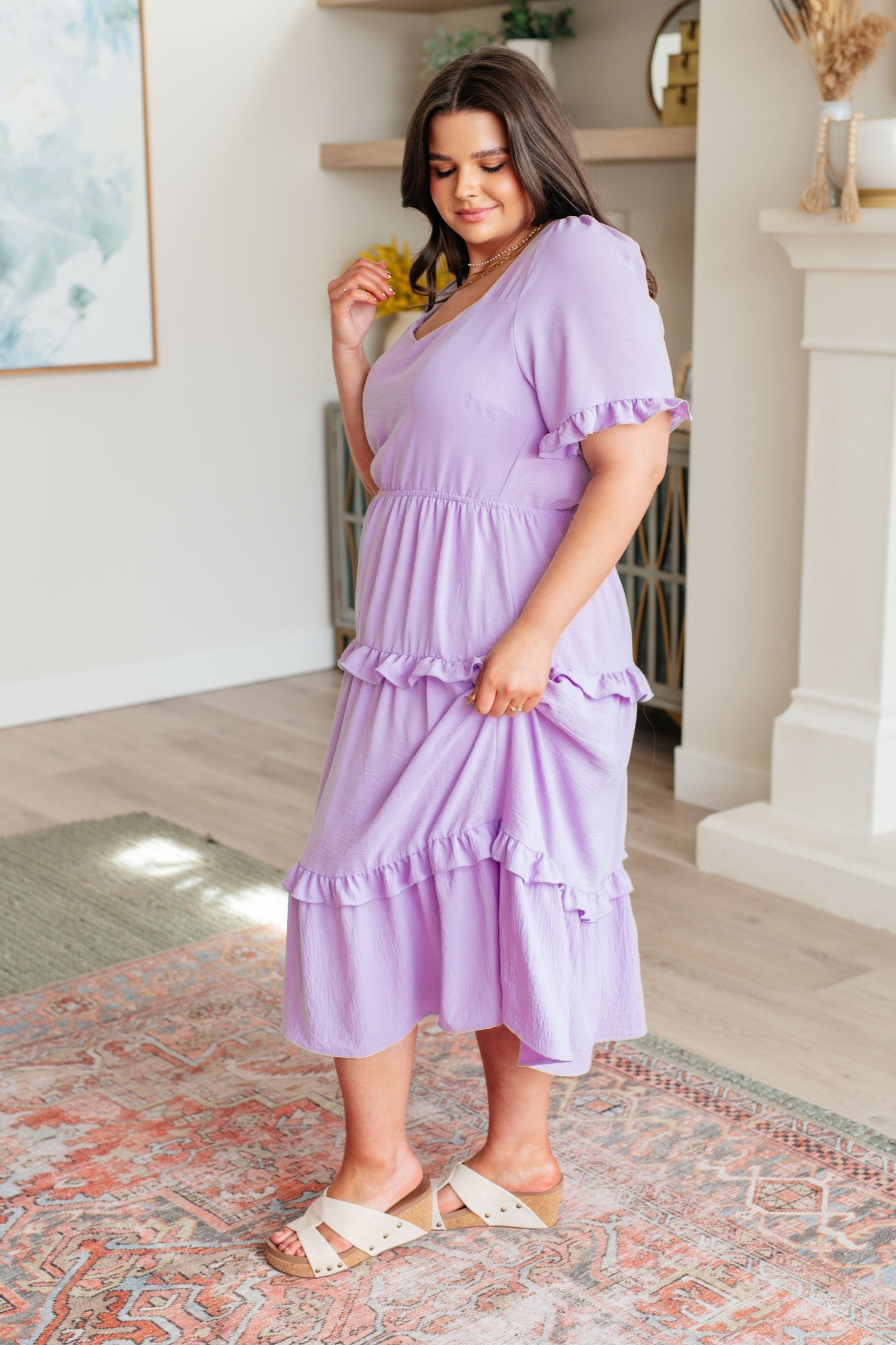 In My Carefree Era Tiered Ruffled Dress - Mulberry Skies