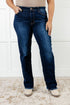 Jacqueline Mid Rise Frayed Hem Straight Leg Jean - Mulberry Skies