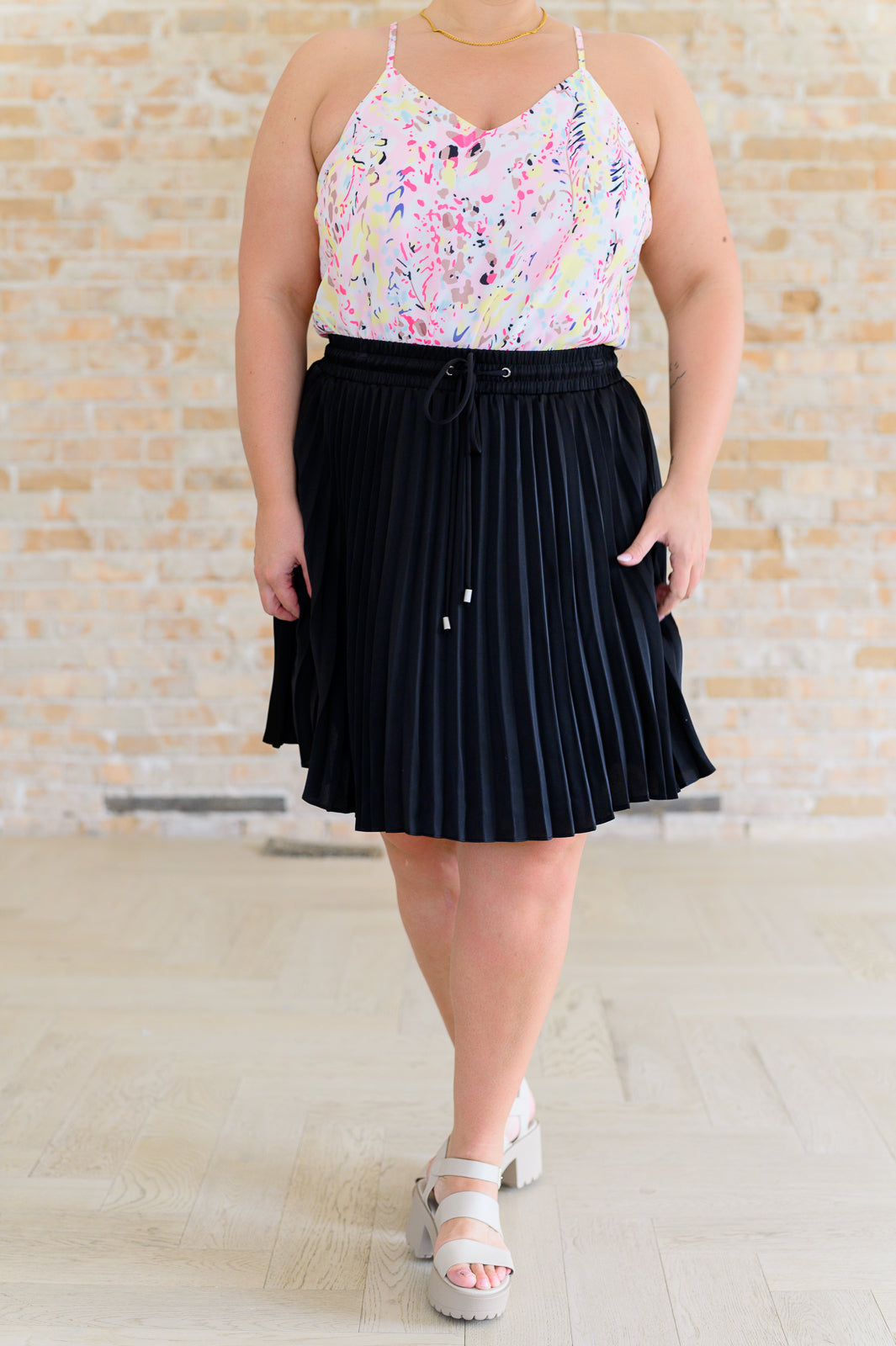 Just a Flirt Pleated Skirt in Black - Mulberry Skies