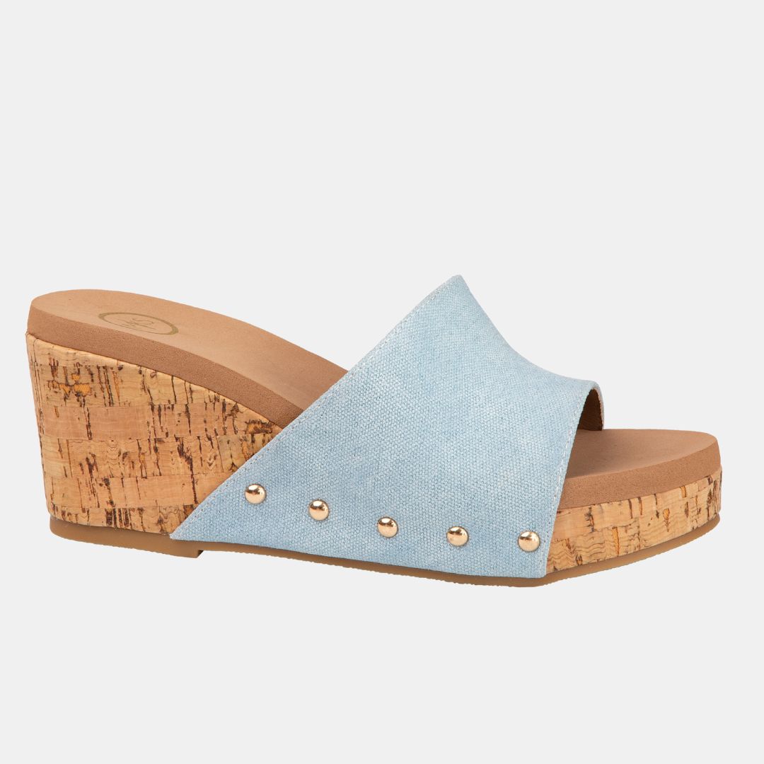 Blair Wedge With Cork Effect Platform - Mulberry Skies