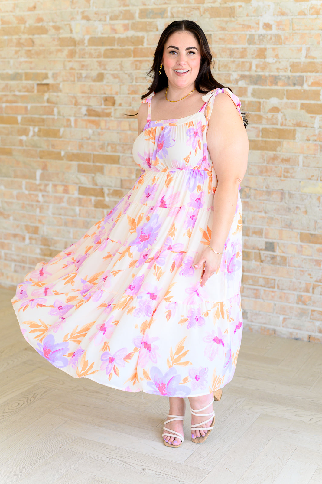 Pastel Petals Floral Midi Dress - Mulberry Skies