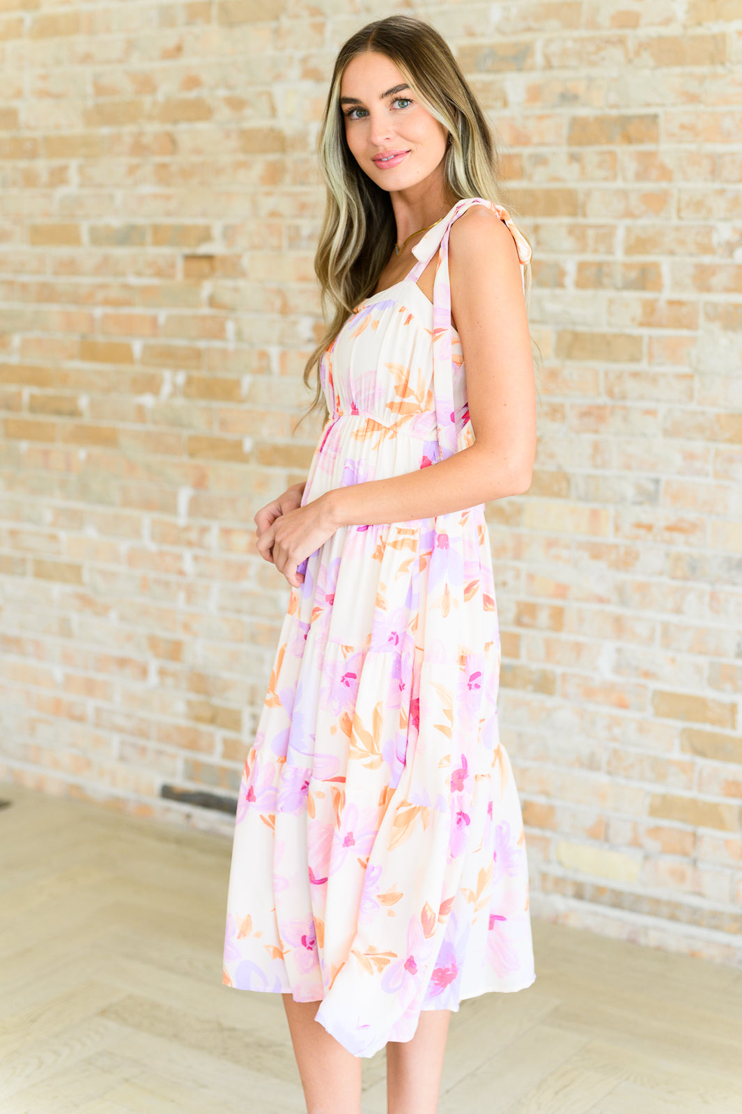 Pastel Petals Floral Midi Dress - Mulberry Skies