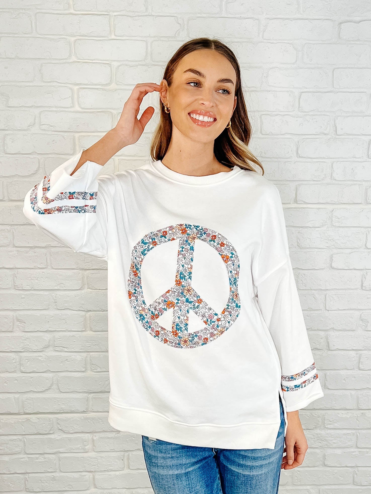 Peace, Love, and Flowers Peace Sign Top - Mulberry Skies