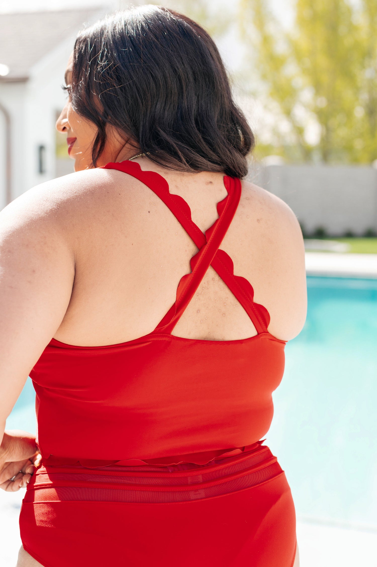 Tonga Scalloped Swim Top - Mulberry Skies