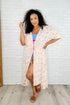 Tropical Kimono with Elastic Waist Tie in Milk Tea - Mulberry Skies
