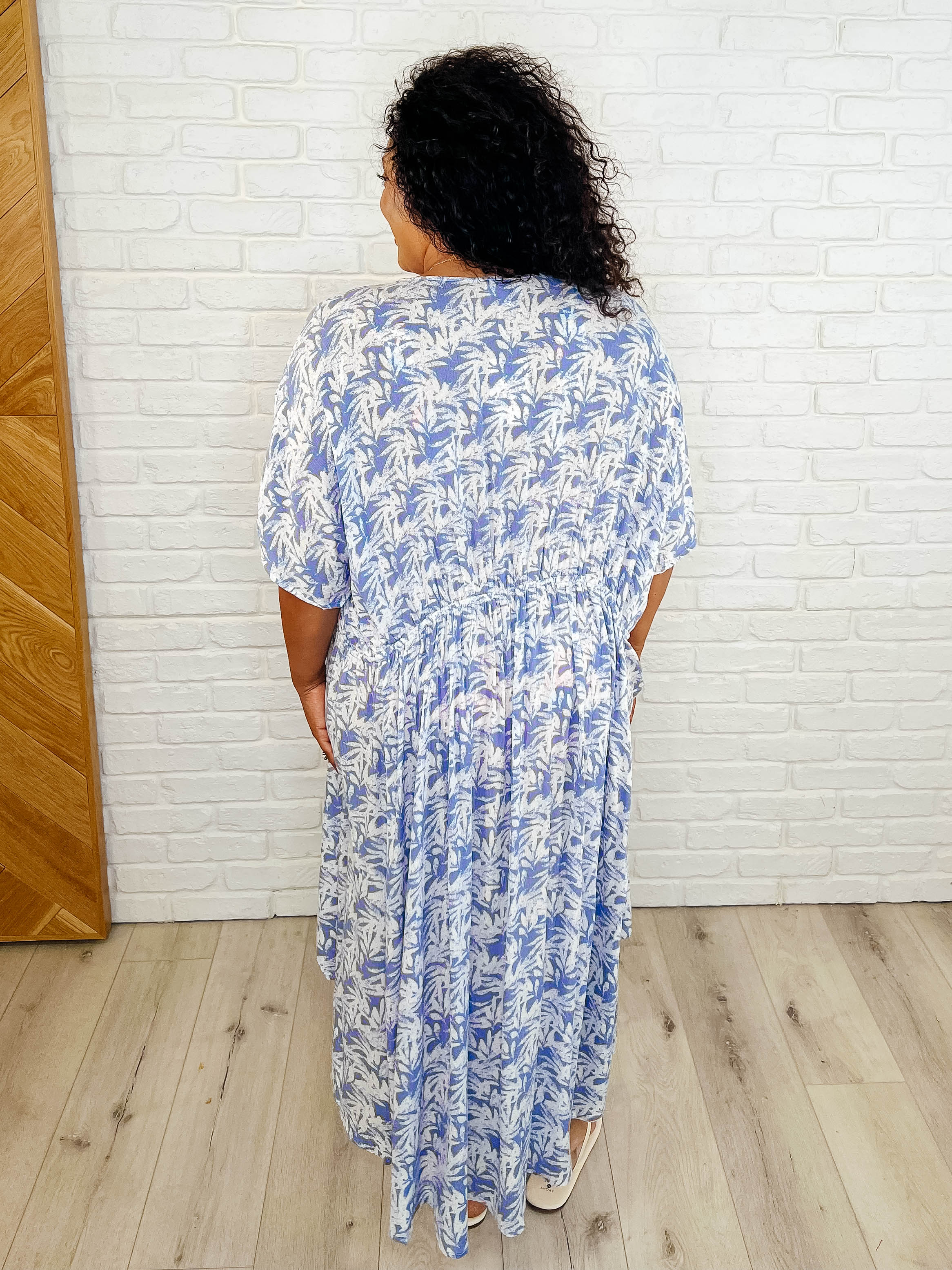Tropical Kimono with Elastic Waist Tie in Periwinkle - Mulberry Skies