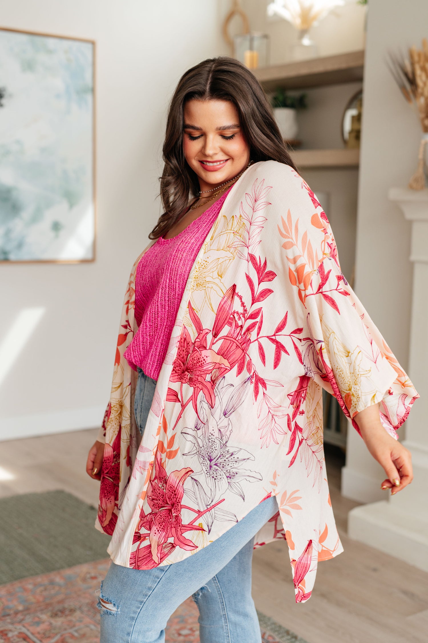 Vacay Season Bell Sleeve Kimono - Mulberry Skies