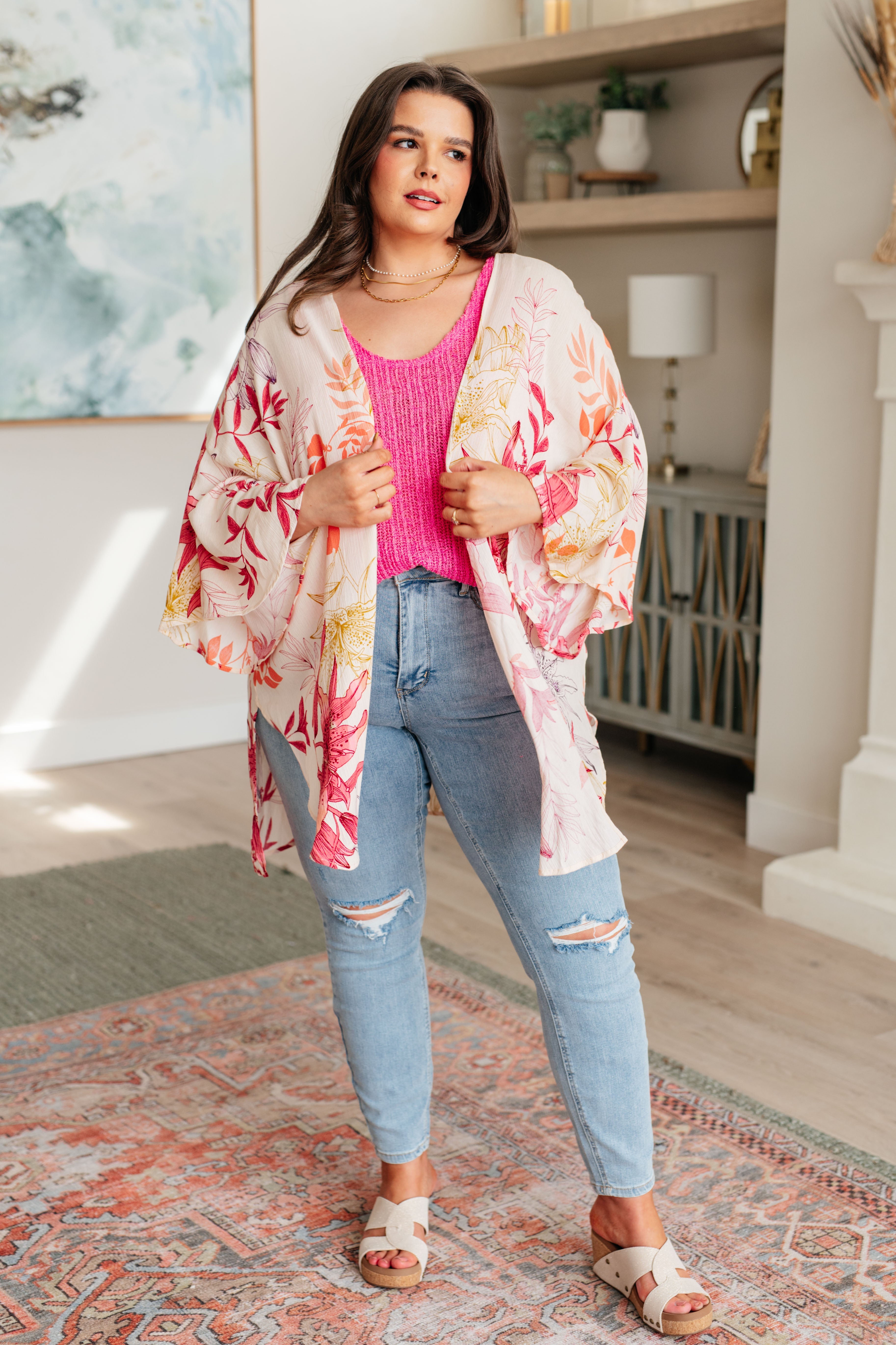 Vacay Season Bell Sleeve Kimono - Mulberry Skies