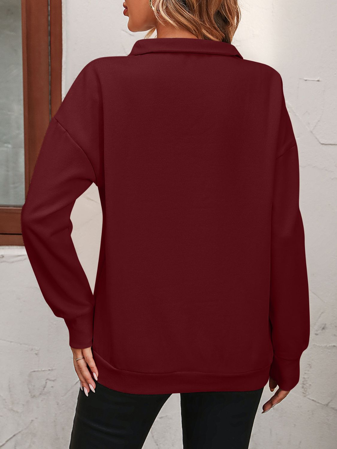 Mandy Zip-Up Dropped Shoulder Sweatshirt - Mulberry Skies