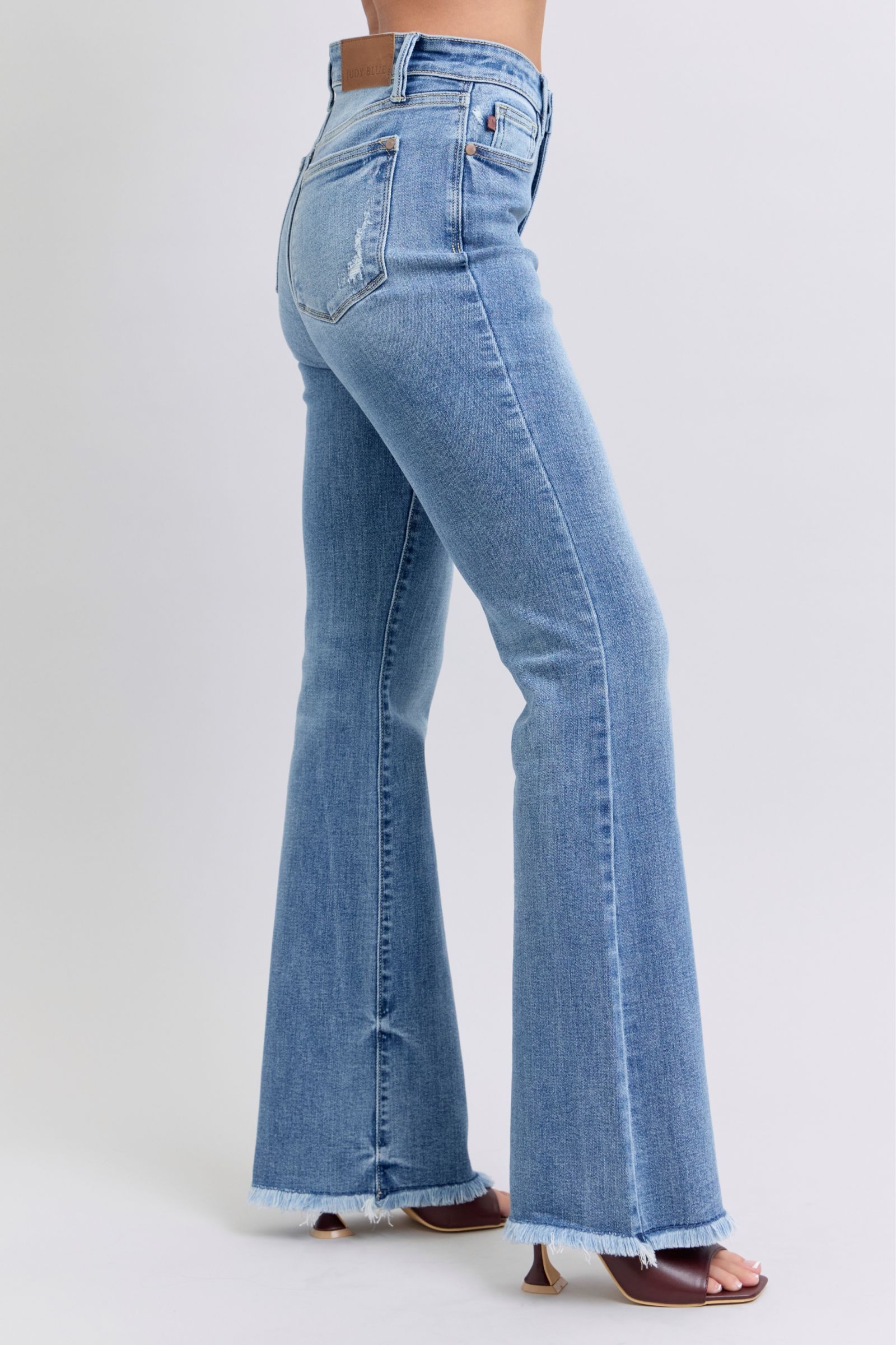 Judy Blue Raw Hem High Rise Bootcut Jeans - Mulberry Skies
