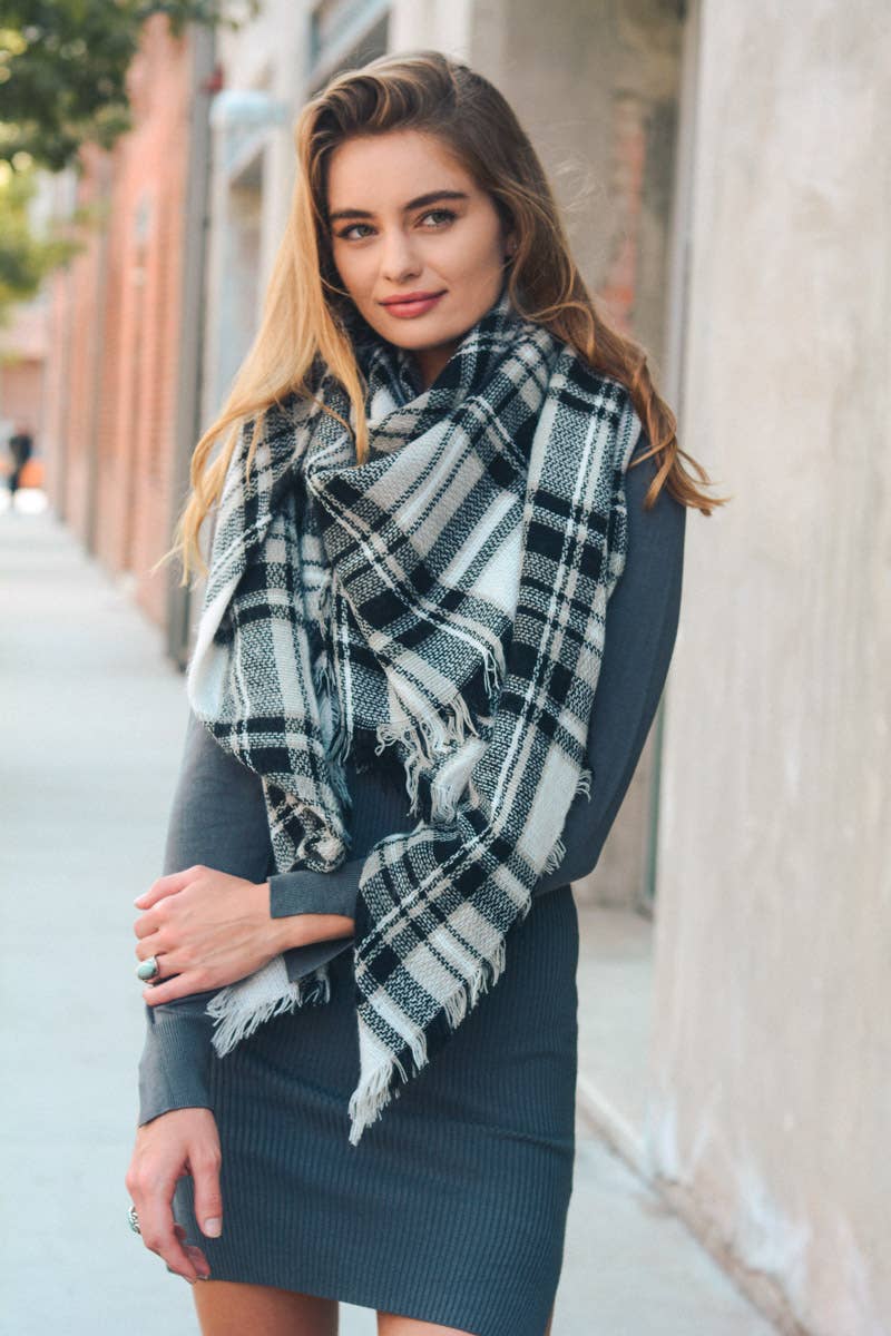 Classic Plaid Blanket Scarf-Mulberry Skies