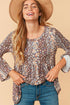 Floral Round Neck Bell Sleeve Babydoll Top-Mulberry Skies