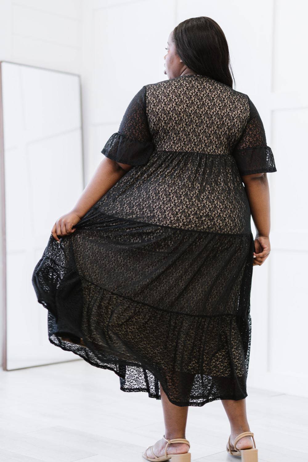 Lace Overlay Midi Dress-Mulberry Skies