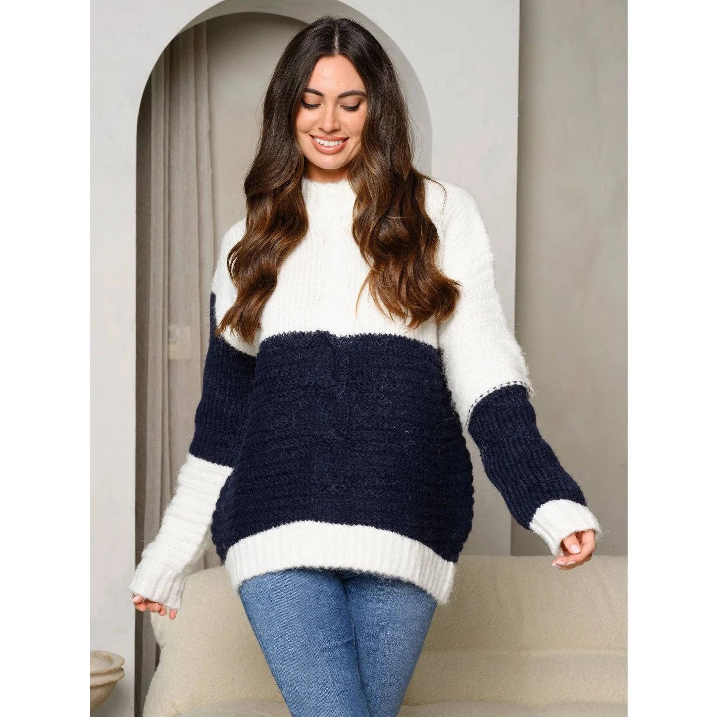 Color Block Sweater-Mulberry Skies