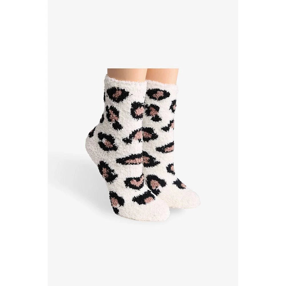 Leopard Print Fuzzy Socks-Mulberry Skies