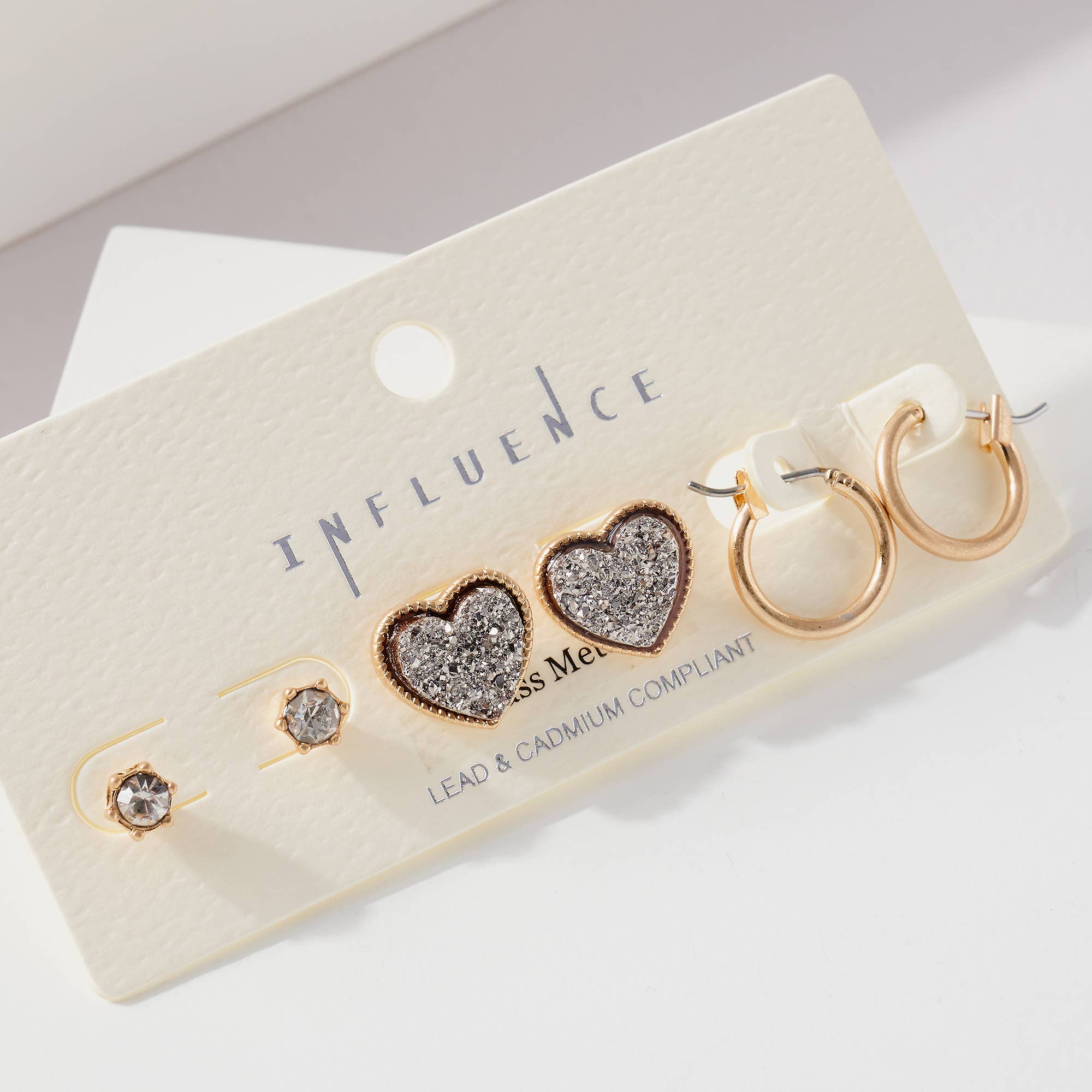 Stud Heart Hoop Earrings Set-Mulberry Skies