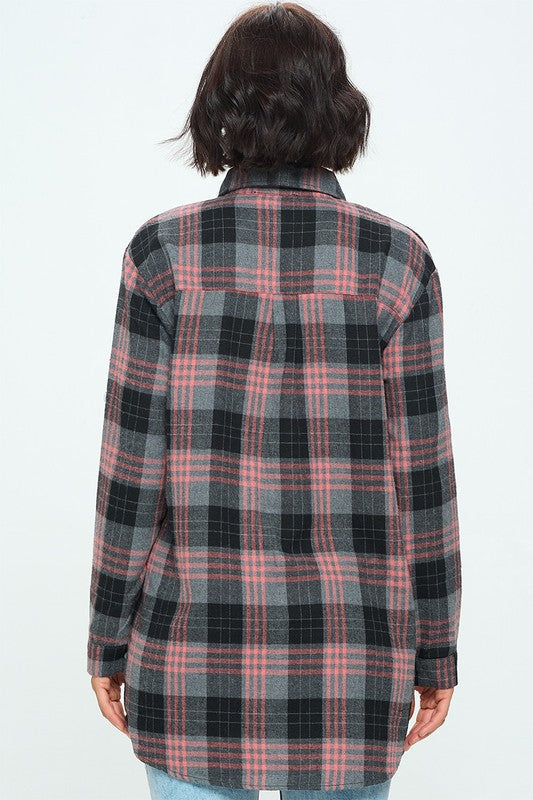 Oversized Plaid Flannel-Mulberry Skies