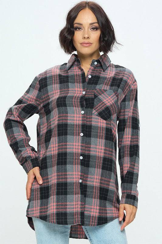 Oversized Plaid Flannel-Mulberry Skies