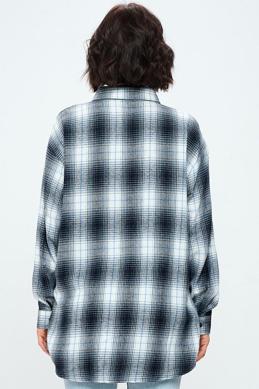 Oversized Plaid Flannel-Mulberry Skies