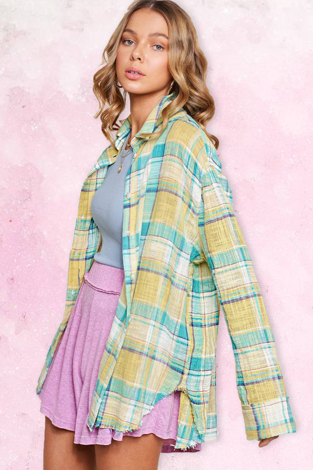 Lightweight Button-Down Flannel-Mulberry Skies