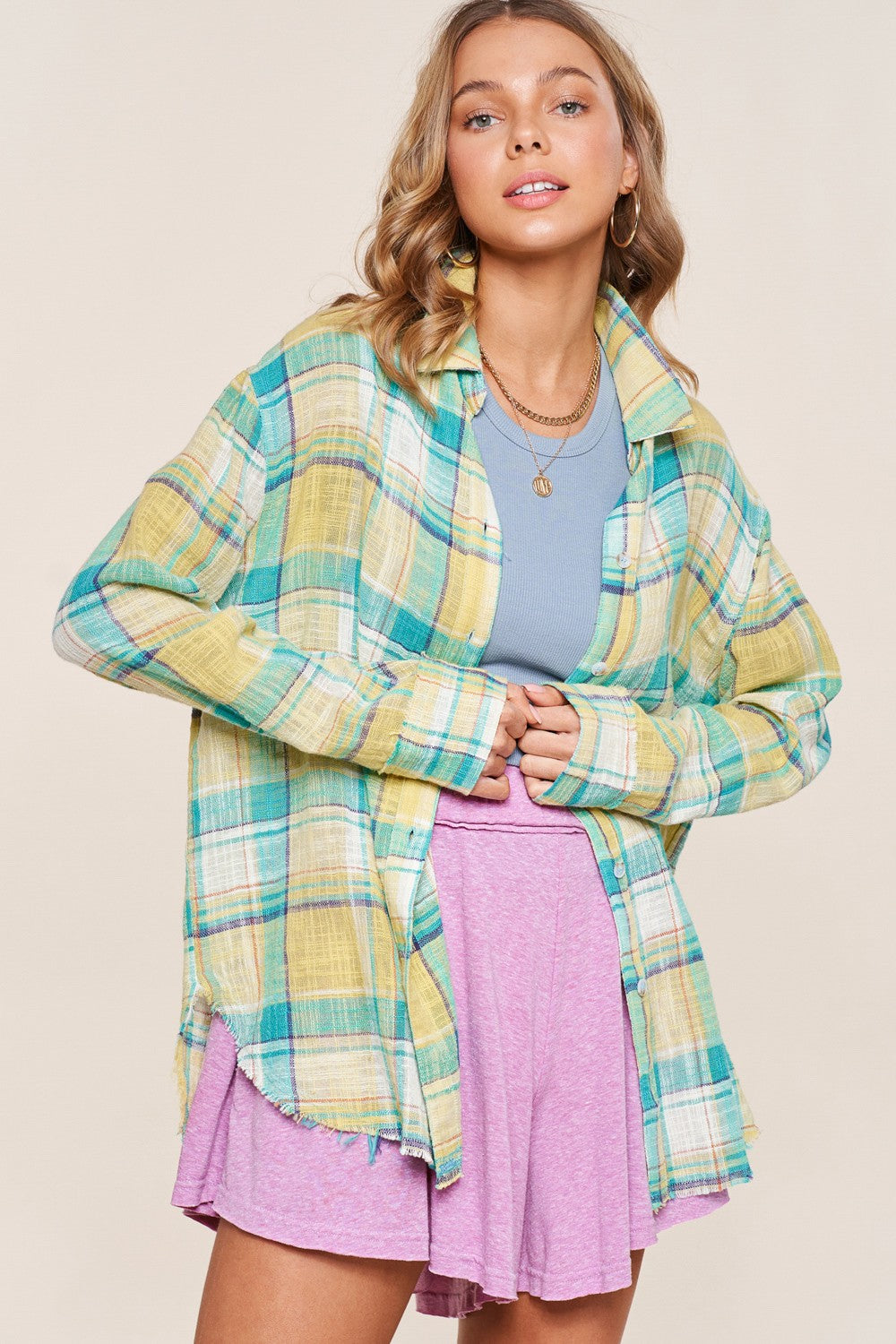 Lightweight Button-Down Flannel-Mulberry Skies