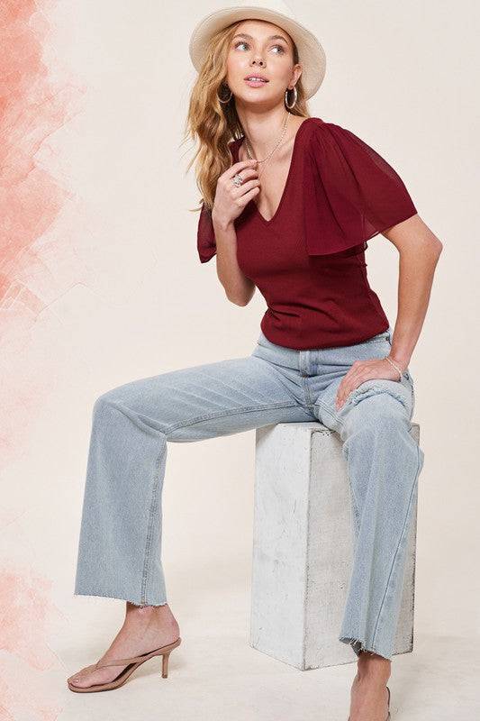 Short Waisted Top-Mulberry Skies