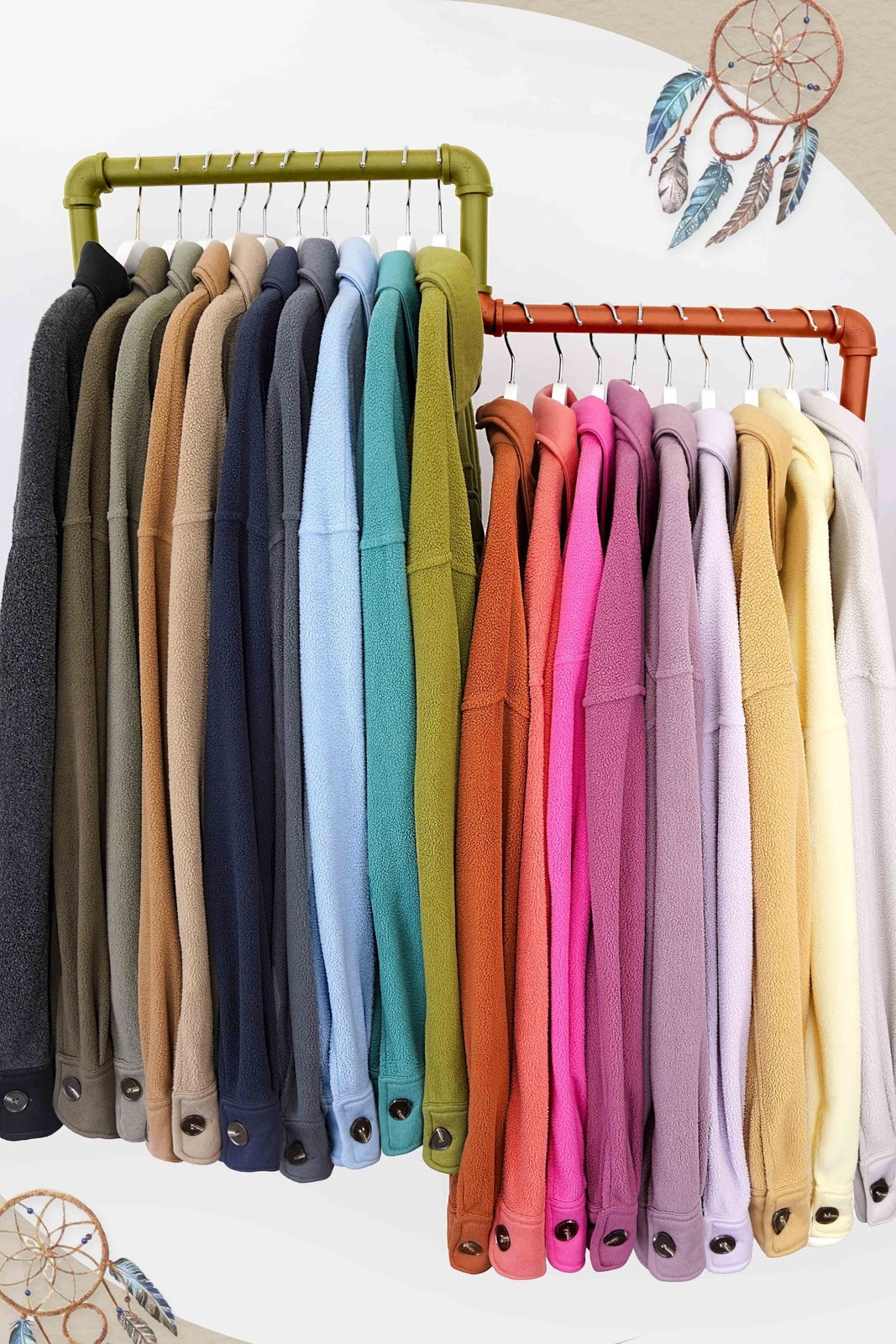 Rack of Colorful Tops