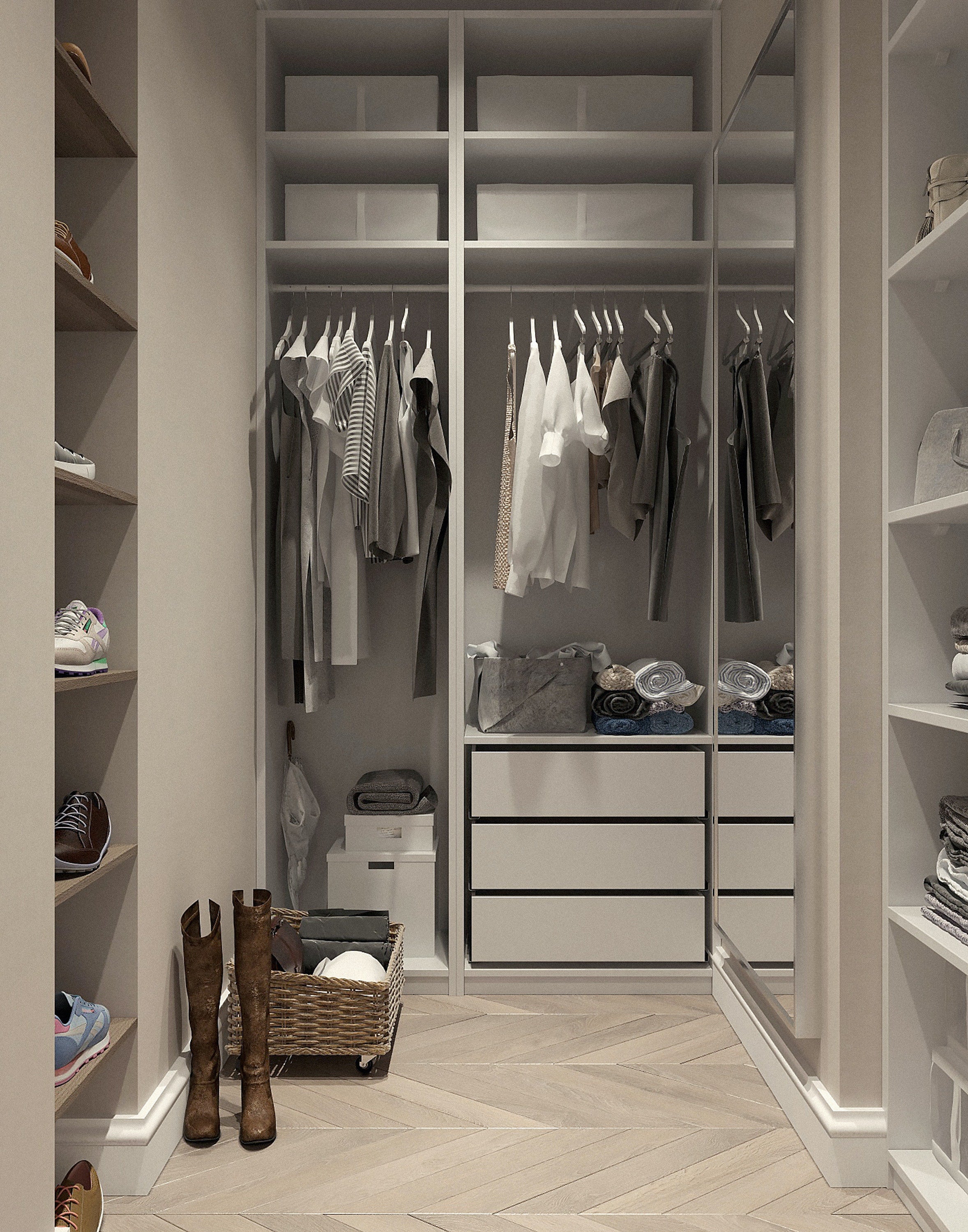 Organized clothes closet