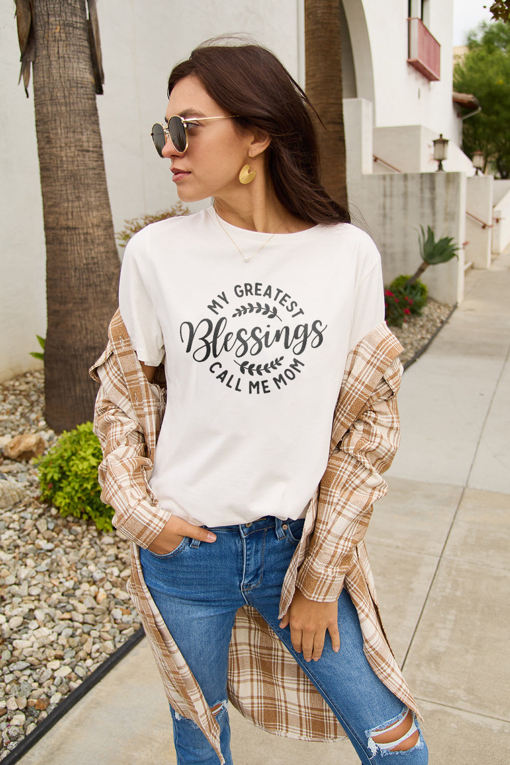 MY GREATEST BLESSINGS CALL ME MOM Short Sleeve T-Shirt - Mulberry Skies