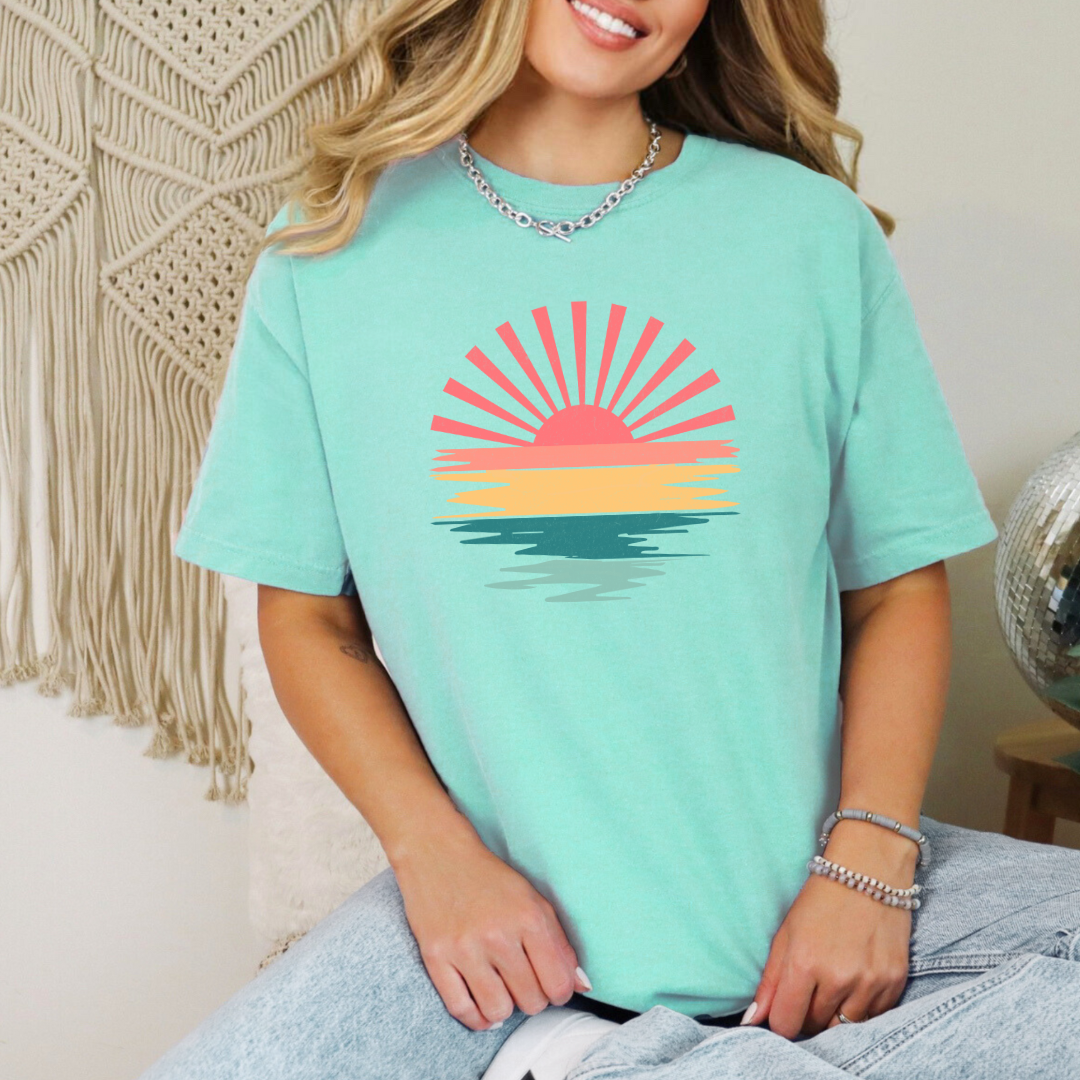 Sunset Distressed Graphic Tee - Mulberry Skies