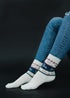 Cream, Blue & Tan Pattern Socks - Mulberry Skies