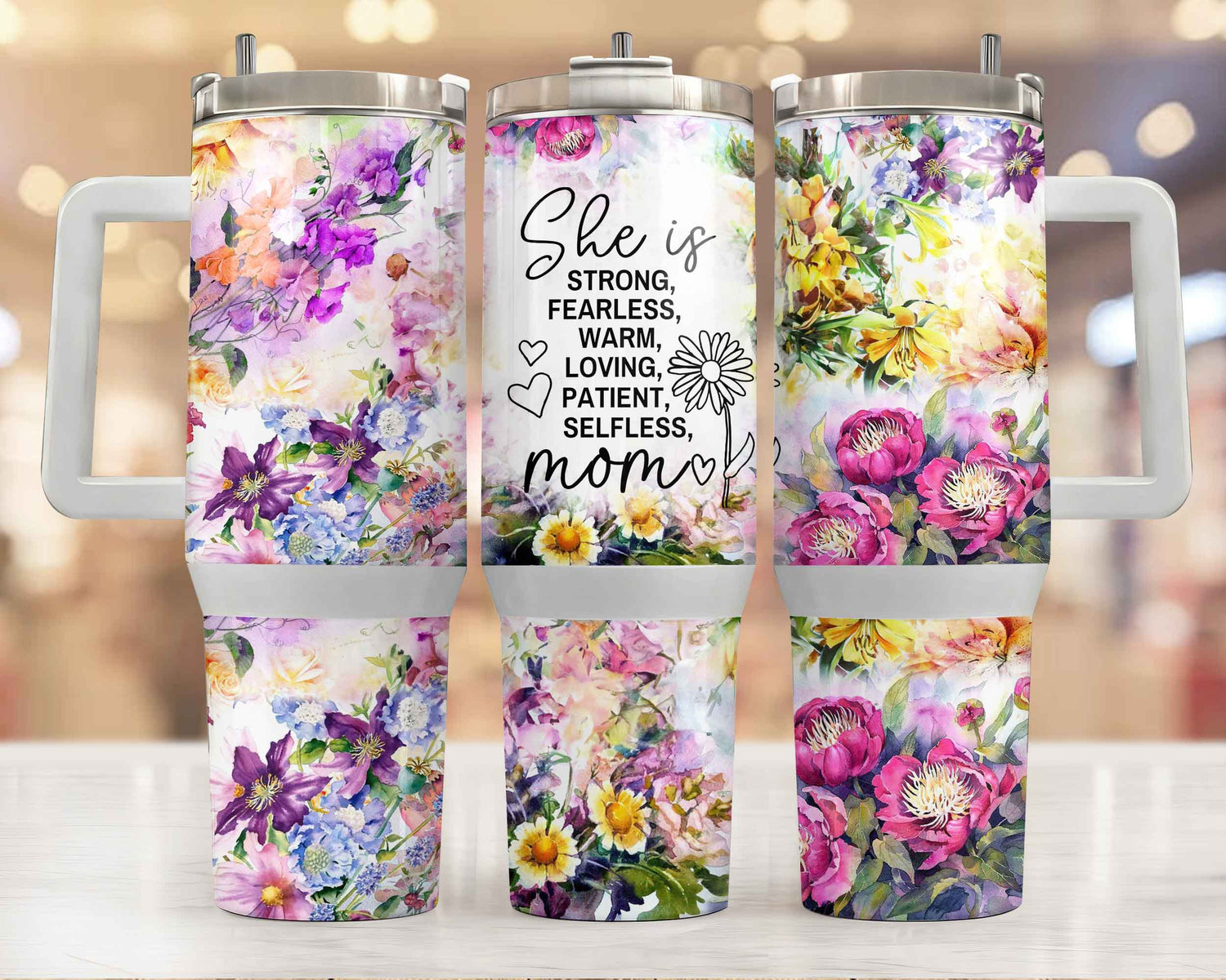 She Is Mom 40oz Tumbler - Mulberry Skies