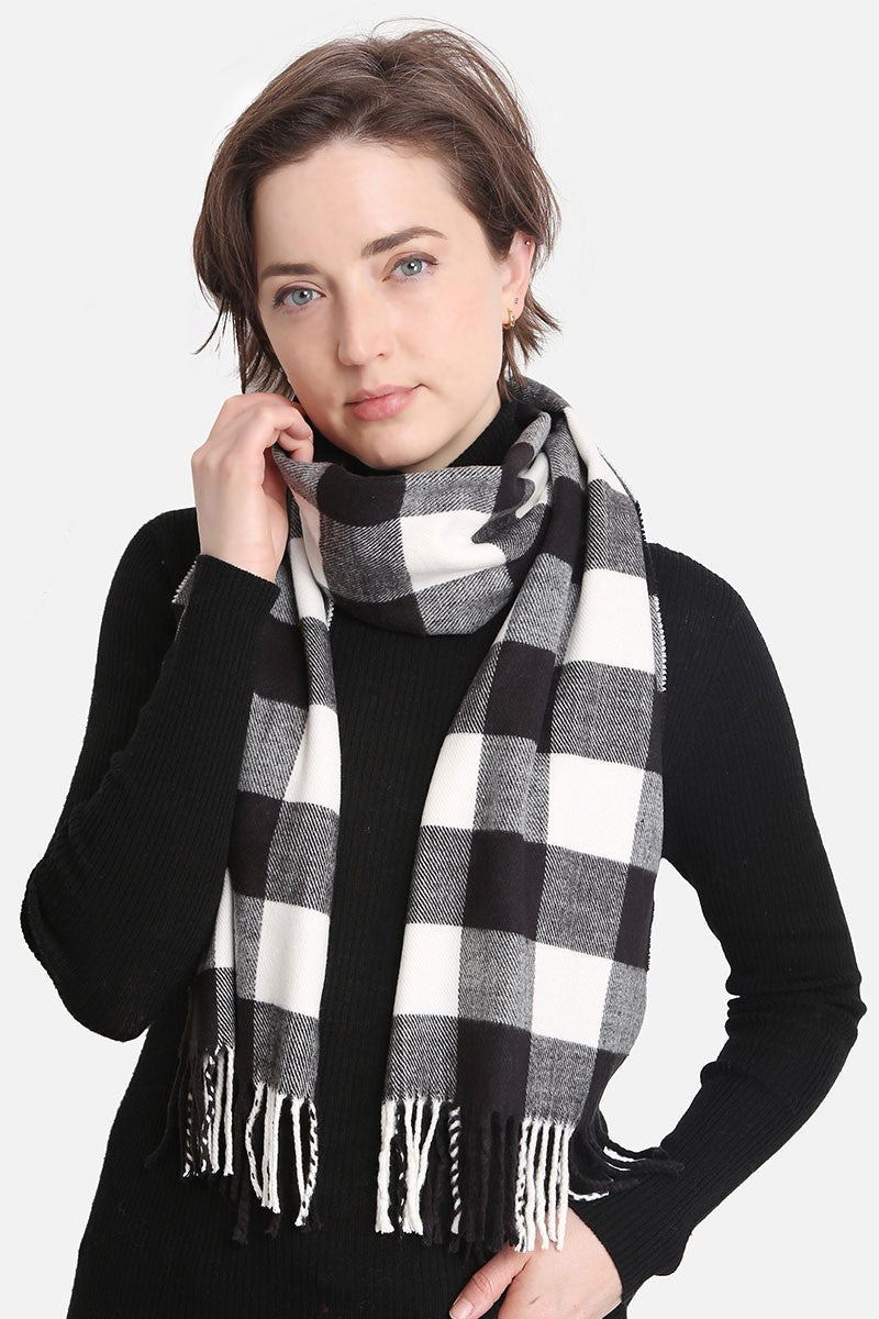 DOORBUSTER Deal! Winter Wishes Plaid Scarf - Black &amp; White