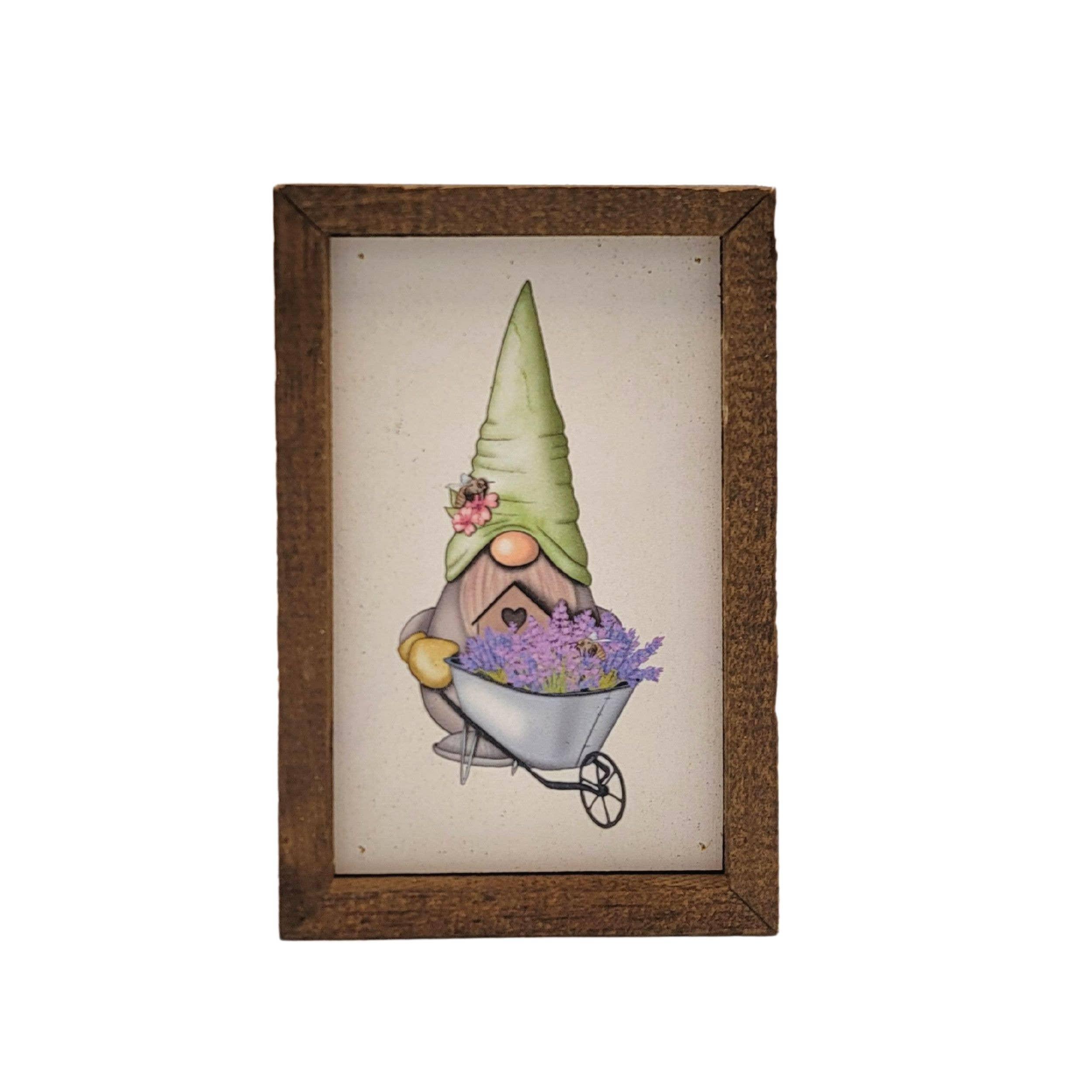 6x4 Spring Lavender Wheelbarrow Gnome Sign - Easter Décor - Mulberry Skies