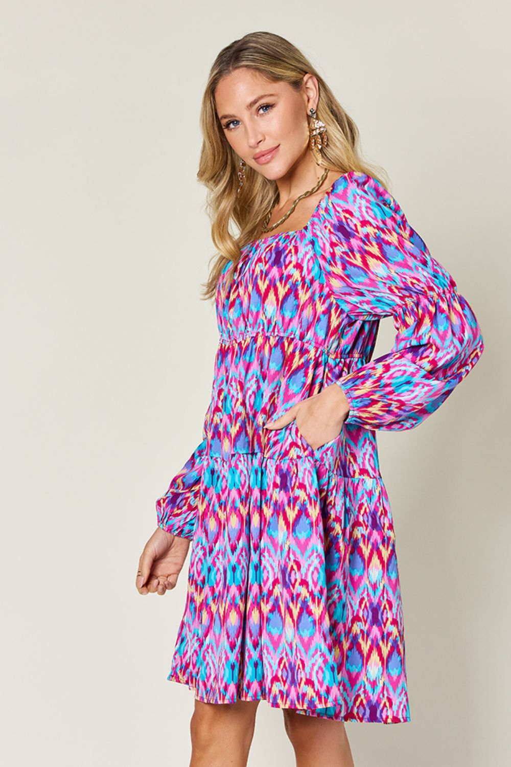 Printed Long Sleeve Dress