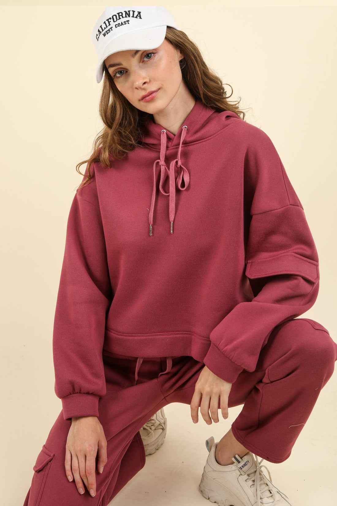 Frenchy Knit Comfy Hoodie Top & Pants Set - Mulberry Skies