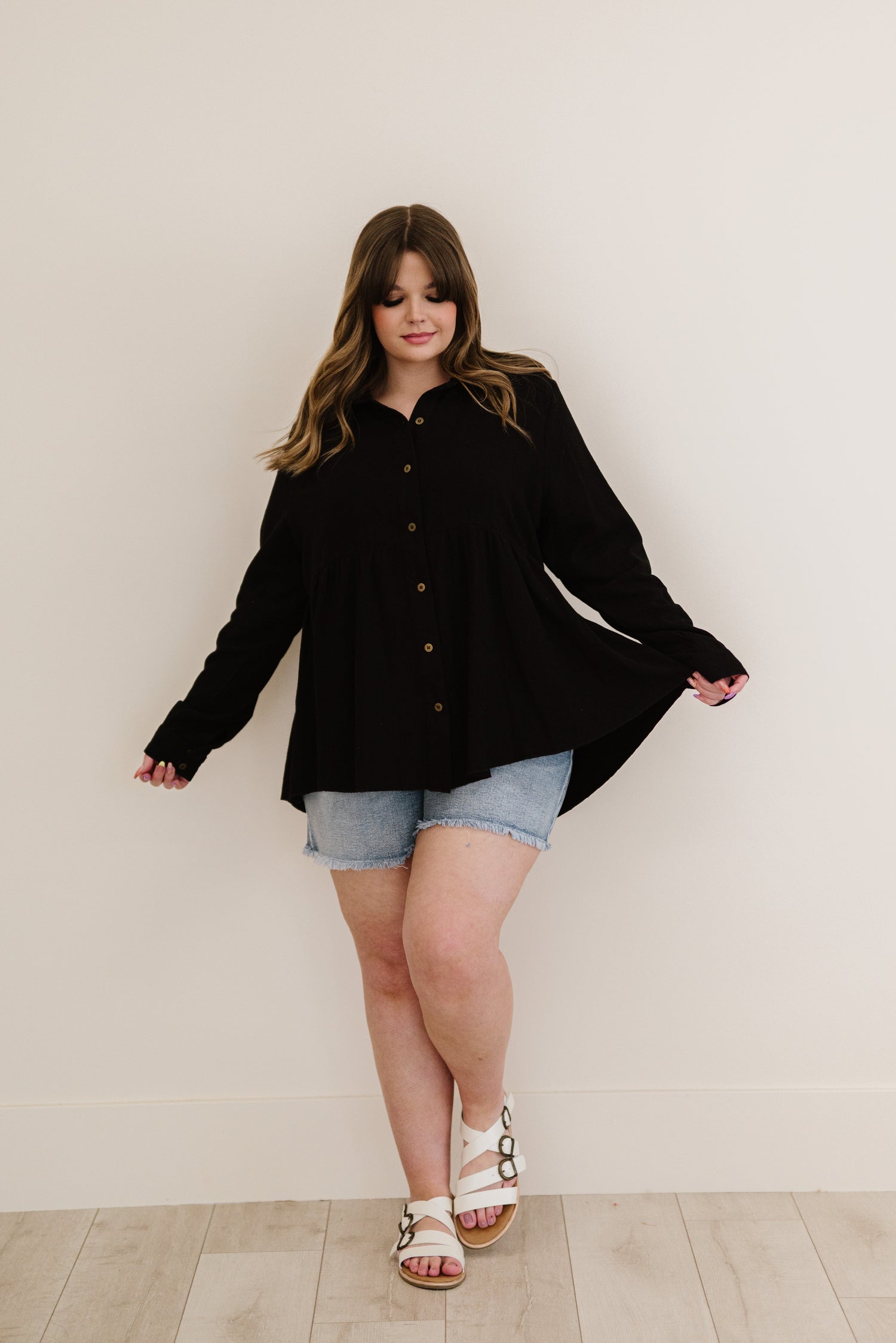 Great Days Ahead Button Down Top - Mulberry Skies