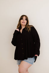 Great Days Ahead Button Down Top - Mulberry Skies